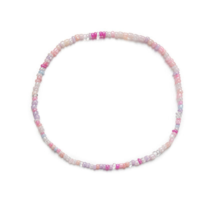 White and Multicolor Teal Howlite and Acrylic Stretch Necklace, pendant necklace for women, elegant gift for her, front view
