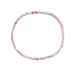 White & Multicolor Teal Howlite & Acrylic Stretch Necklace