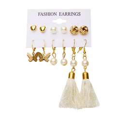 Pearl & 18K Gold-Plated Tassel Earring Set