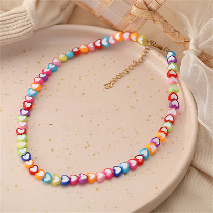 Pink and Blue Multicolor Heart Necklace, pendant necklace for women, botanical inspired, styled look