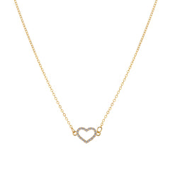 Cubic Zirconia & 18K Gold-Plated Heart Pendant Necklace
