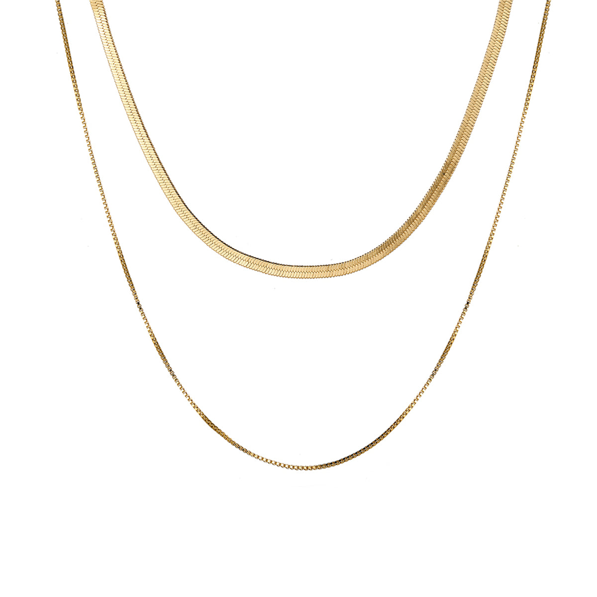18K Gold-Plated Snake Layered Necklace, gold pendant necklace for women, vintage-inspired design, front view