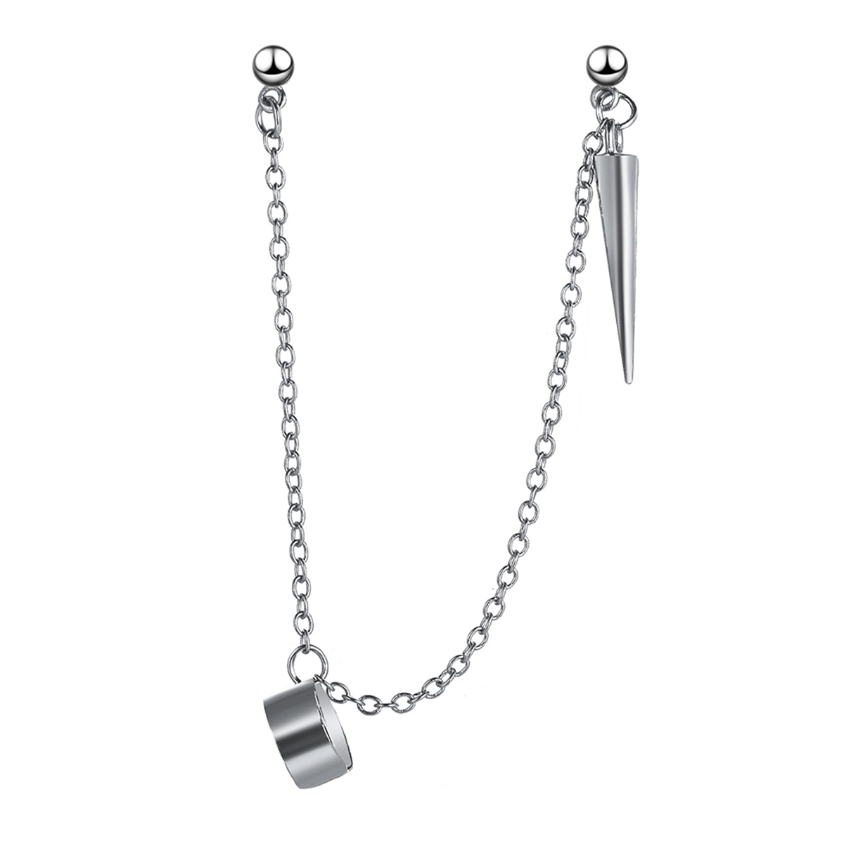 Silver-Plated Awl Dangle Earring and Ear Cuff Set, silver drop earrings for women, dainty minimalist design, lifestyle look