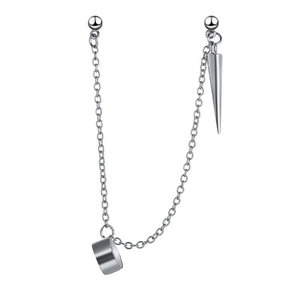 Silver-Plated Awl Dangle Earring and Ear Cuff Set, silver drop earrings for women, dainty minimalist design, lifestyle look