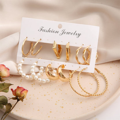 Pearl and 18K Gold-Plated Hoop Earrings Set, gold huggie earrings, dainty minimalist design, lifestyle look