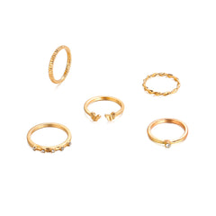 Cubic Zirconia & 18K Gold-Plated Twine Butterfly Ring Set