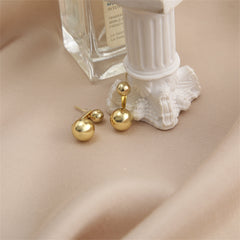 Stylish 18K gold-plated ear jackets with two eye-catching balls, a must-have accessory for a glamorous look.