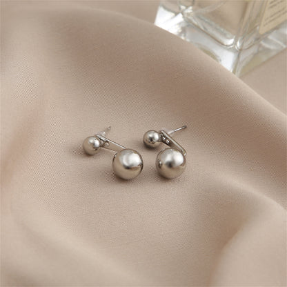 Silver-Plated Ball Ear Jackets, silver drop earrings for women, everyday style, front view
