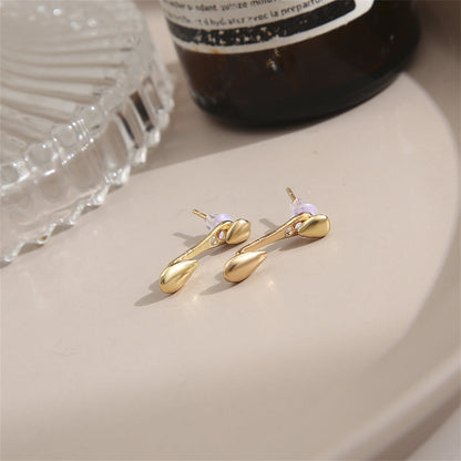 18K Gold-Plated Drop Ear Jackets, gold drop earrings for women, vintage-inspired design, side view