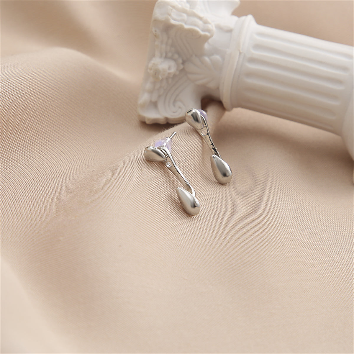 Silver-Plated Drop Ear Jackets, silver drop earrings for women, everyday style, front view