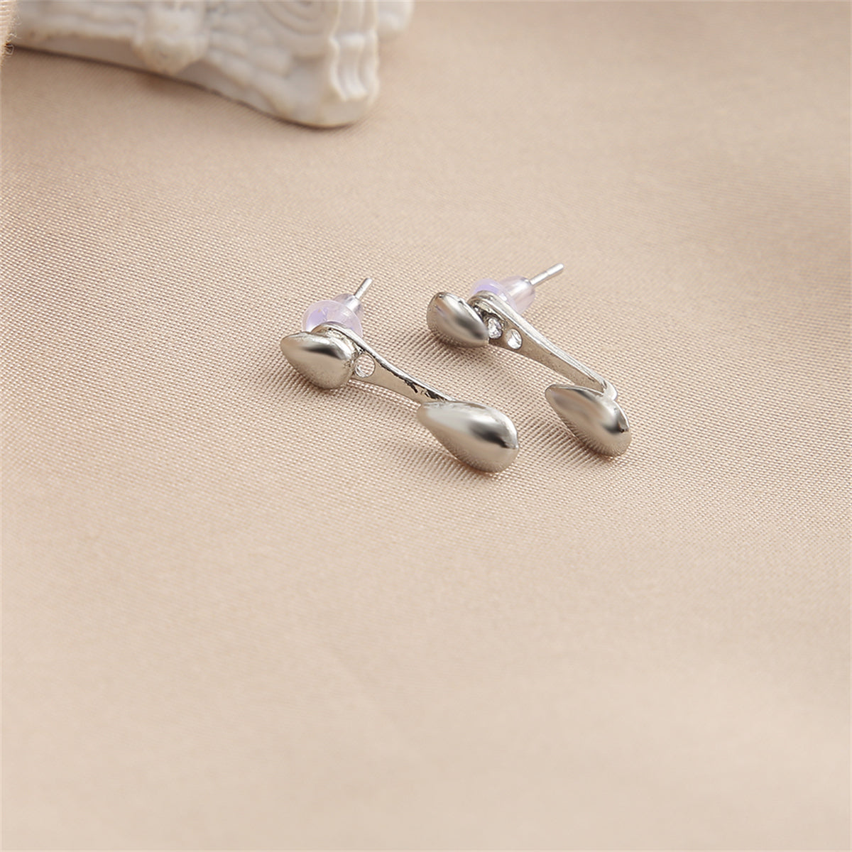 Silver-Plated Drop Ear Jackets, silver drop earrings for women, everyday style, detail close-up