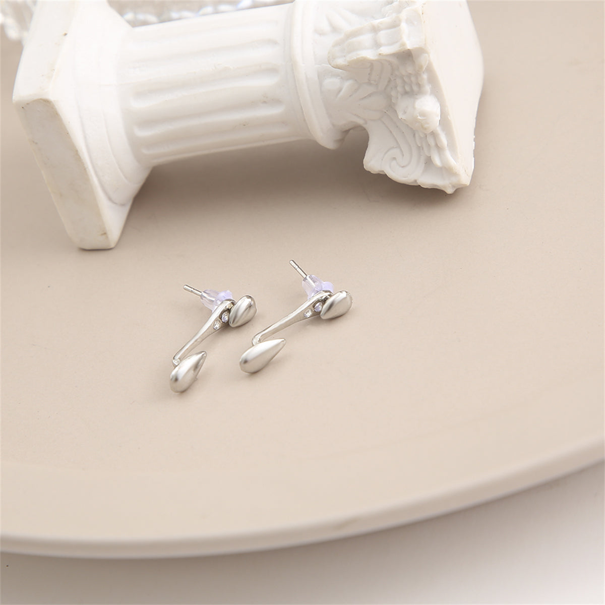 Silver-Plated Drop Ear Jackets, silver drop earrings for women, everyday style, side view