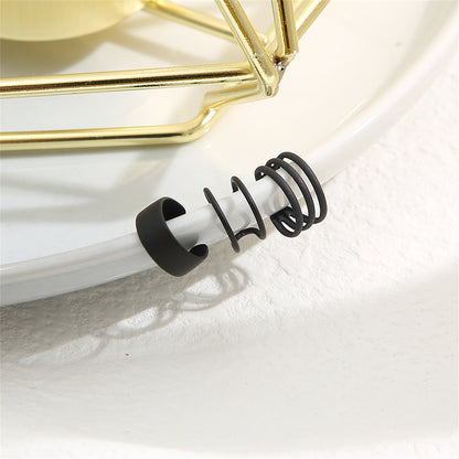 Black Layered Ear Cuff Set, stud earrings for women, elegant gift for her, styled look