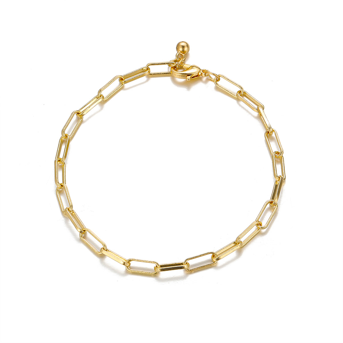 18K Gold-Plated Cable Chain Bracelet, gold bracelet for women, dainty minimalist design, detail close-up