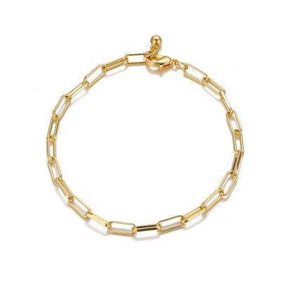 18K Gold-Plated Cable Chain Bracelet, gold bracelet for women, dainty minimalist design, detail close-up
