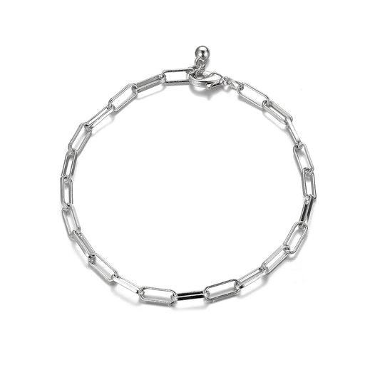 Silver-Plated Cable Chain Bracelet, silver bracelet for women, botanical inspired, front view