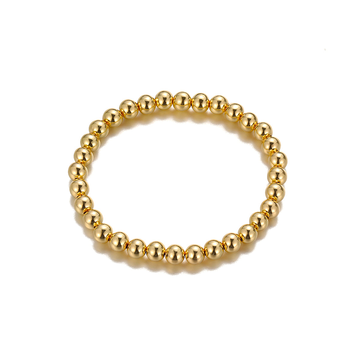 Dazzling 18K gold-plated stretch bracelet with a single strand of exquisite gold beads, a must-have for your jewelry collection.