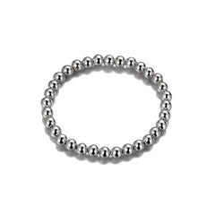 Silver-Plated Beaded Stretch Bracelet