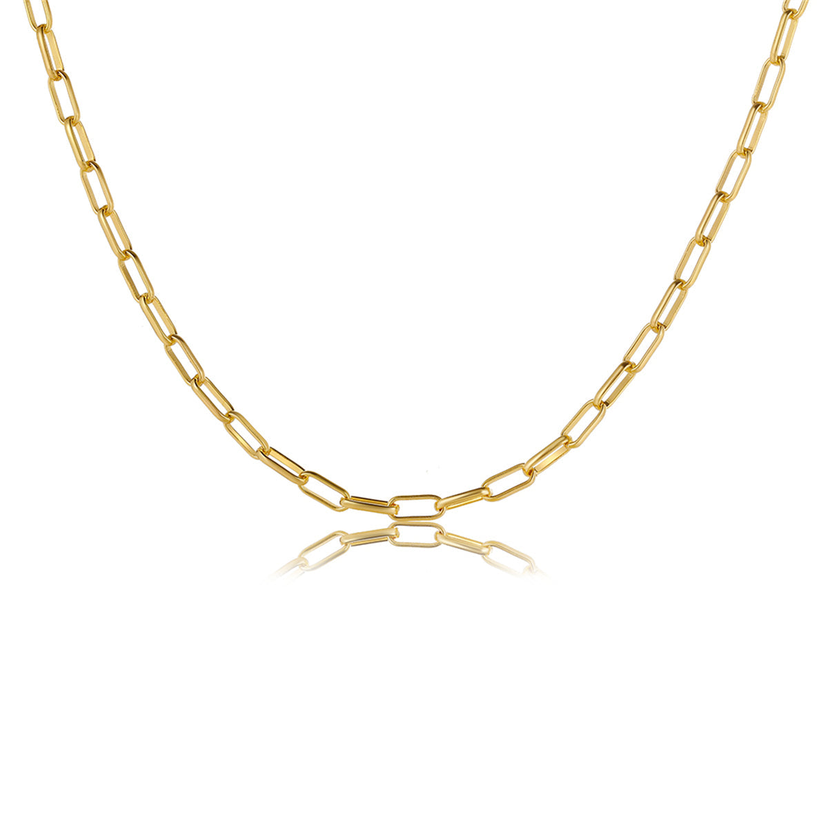 18K Gold-Plated Rectangle Chain Necklace