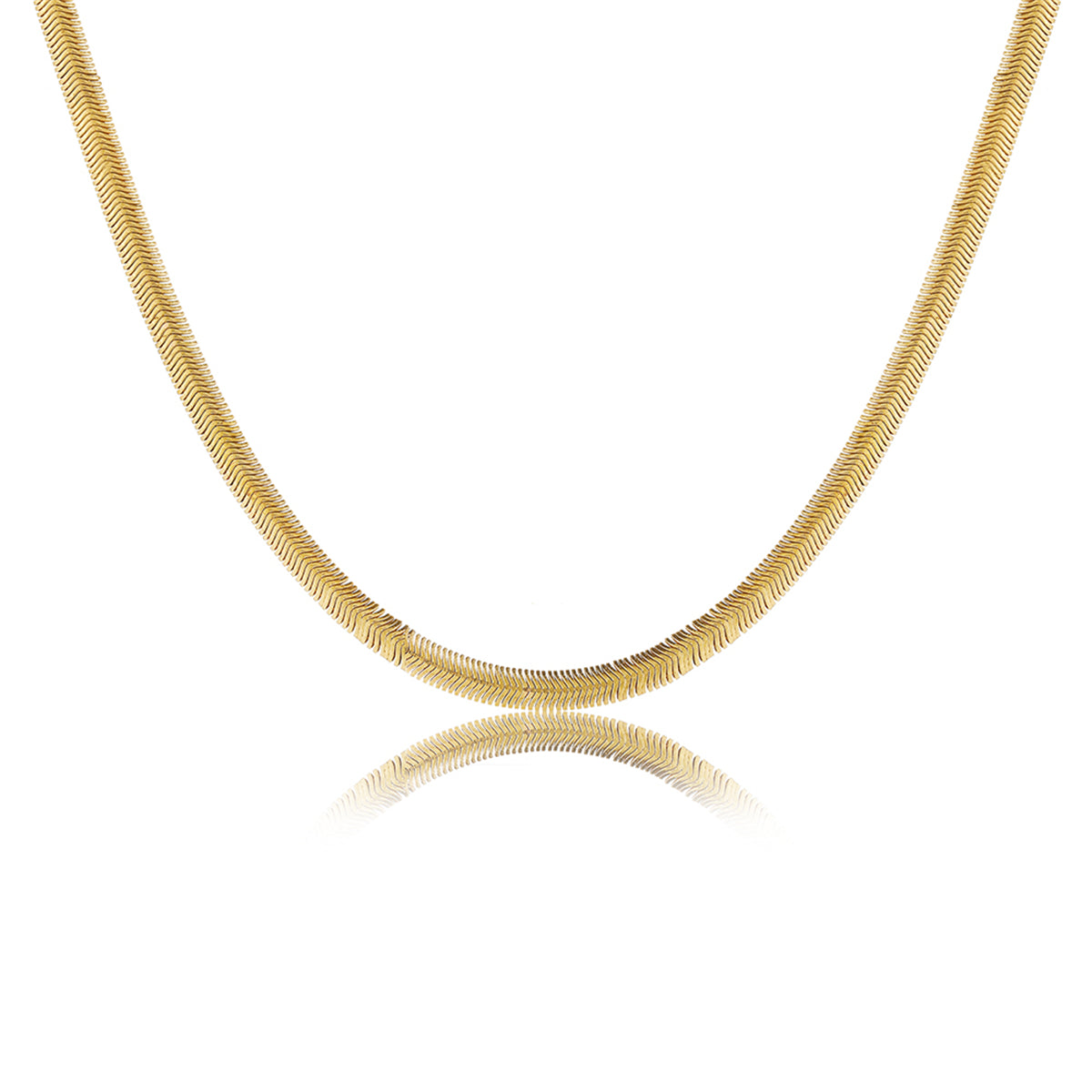 18K Gold-Plated Snake Chain Necklace, gold pendant necklace for women, everyday style, detail close-up