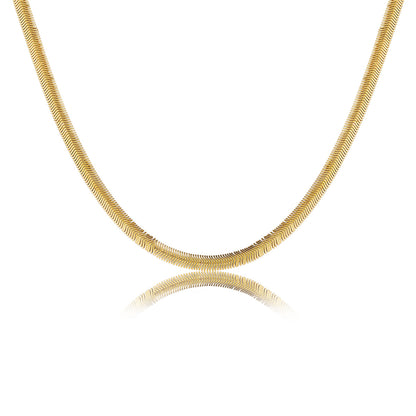 18K Gold-Plated Snake Chain Necklace, gold pendant necklace for women, everyday style, detail close-up