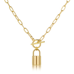 18K Gold-Plated Lock Toggle Pendant Necklace