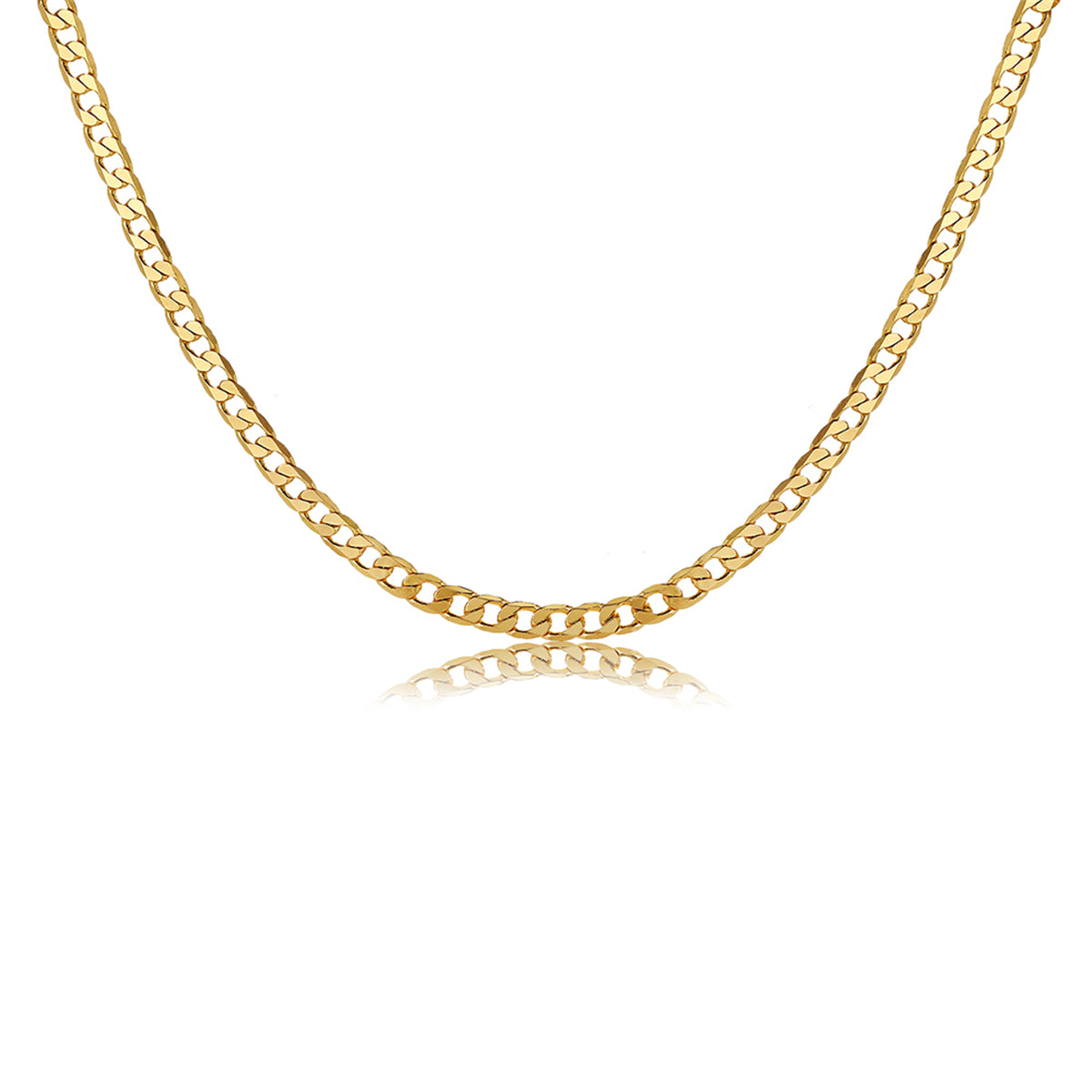 18K Gold-Plated Curb Chain Necklace, gold pendant necklace for women, dainty minimalist design, front view