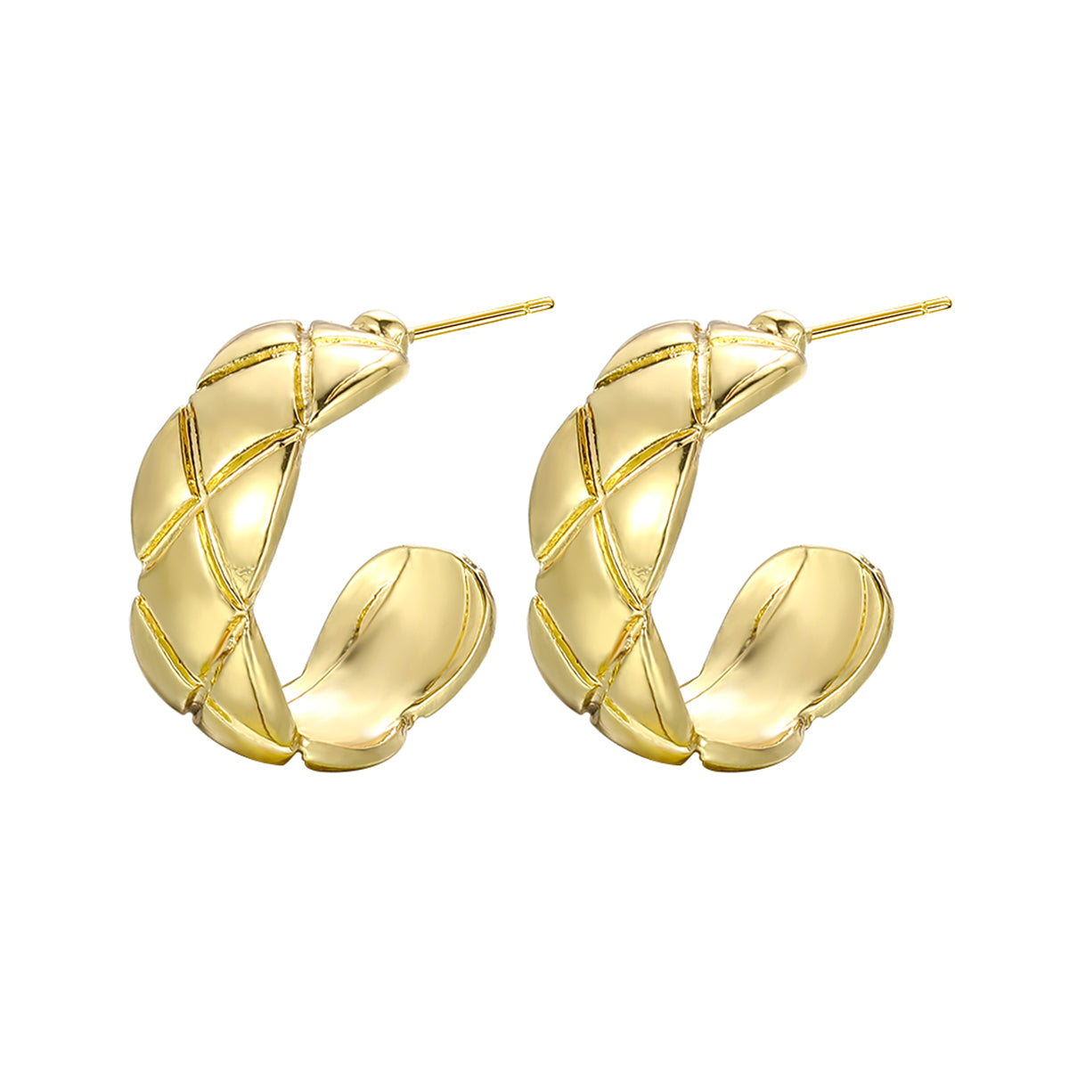 18K Gold-Plated Cut Hoop Earrings, dainty minimalist design, front view