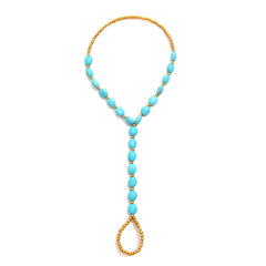 Turquoise & 18K Gold-Plated Toe-Ring Anklet