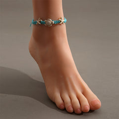 Blue & Beige Turtle Starfish Adjustable Anklet