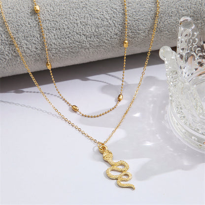18K Gold-Plated Station Anklet and Snake Charm Anklet, jewelry gift sets for women, botanical inspired, styled look