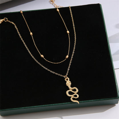 18K Gold-Plated Station Anklet and Snake Charm Anklet, jewelry gift sets for women, botanical inspired, side view