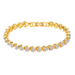Cubic Zirconia & 18K Gold-Plated Heart Chain Bracelet