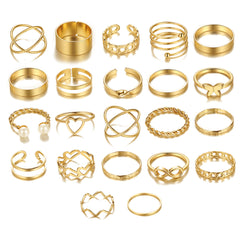 Pearl & 18K Gold-Plated Butterfly Ring Set