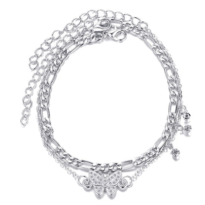 Cubic Zirconia and Silver-Plated Butterfly Anklet Set, jewelry gift sets for women, botanical inspired, lifestyle look