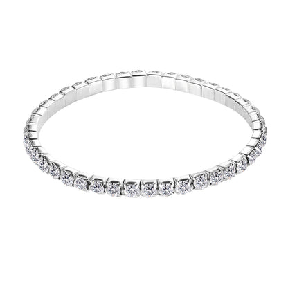 Cubic Zirconia and Silver-Plated Tennis Bracelet, silver bracelet for women, everyday style, front view