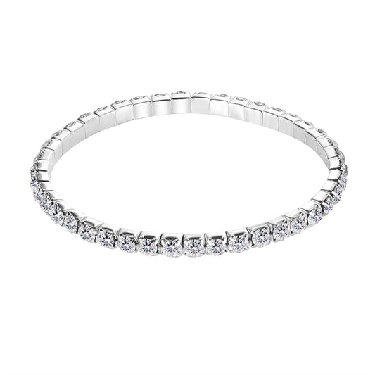 Cubic Zirconia and Silver-Plated Tennis Bracelet, silver bracelet for women, vintage-inspired design, front view