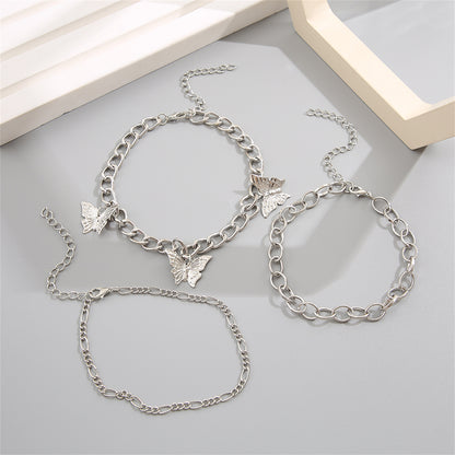 Silver-Plated Butterfly Station Anklet Set, jewelry gift sets for women, botanical inspired, lifestyle look