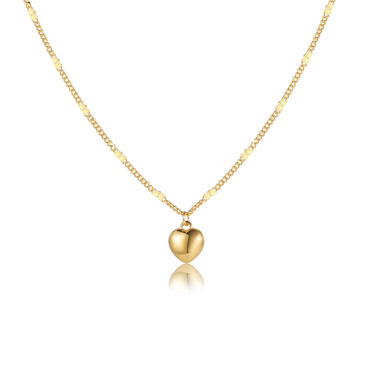 18K Gold-Plated Heart Pendant Necklace, gold pendant necklace for women, everyday style, front view