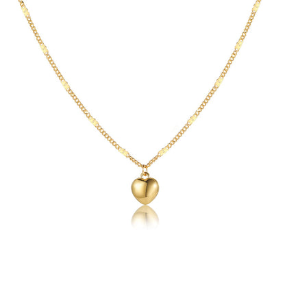 18K Gold-Plated Heart Pendant Necklace, gold pendant necklace for women, everyday style, front view