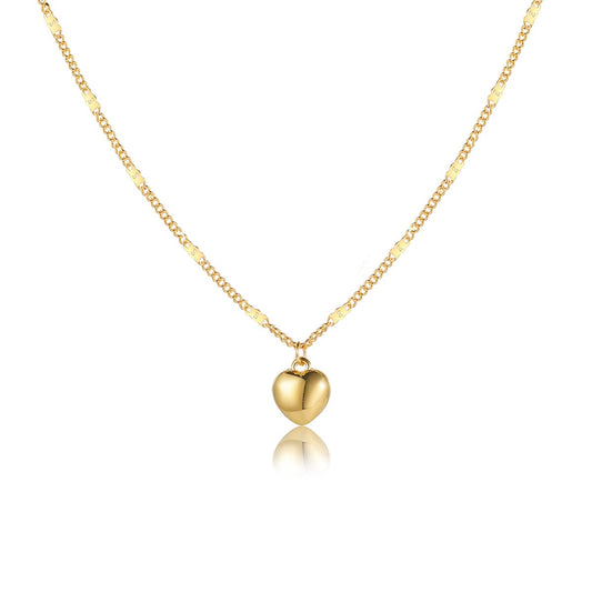 18K Gold-Plated Heart Pendant Necklace, gold pendant necklace for women, everyday style, front view