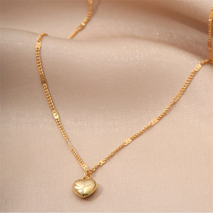 18K Gold-Plated Heart Pendant Necklace, gold pendant necklace for women, everyday style, lifestyle look