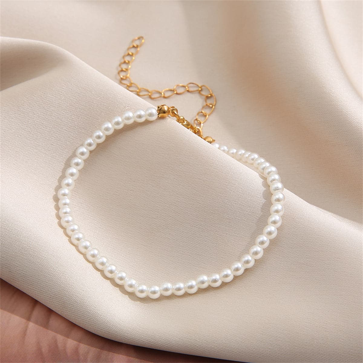 Pearl & 18K Gold-Plated Beaded Anklet