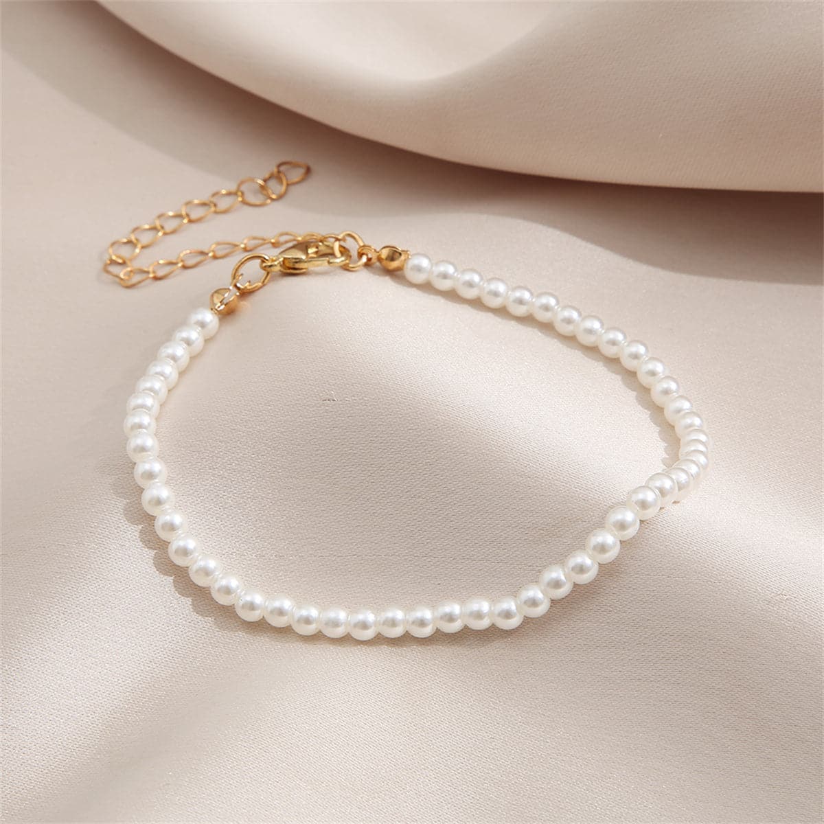 Pearl & 18K Gold-Plated Beaded Anklet