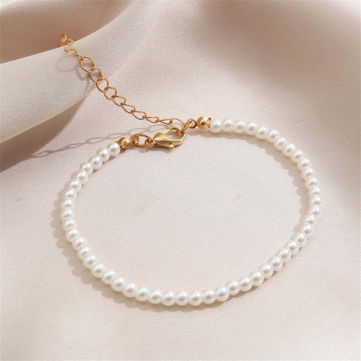 Pearl & 18K Gold-Plated Beaded Anklet