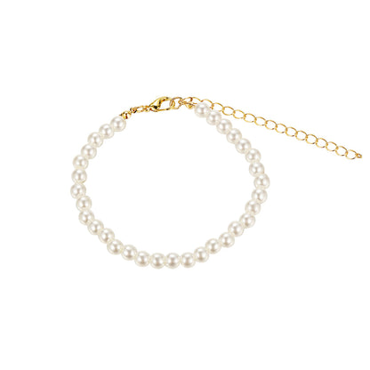Pearl and 18K Gold-Plated Beaded Anklet, gold anklet bracelet, botanical inspired, lifestyle look