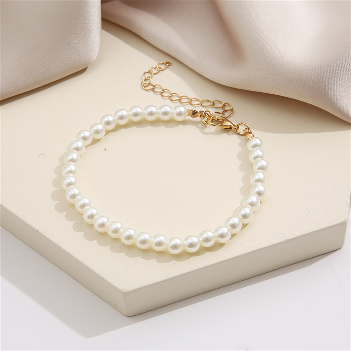 Pearl & 18K Gold-Plated Beaded Anklet