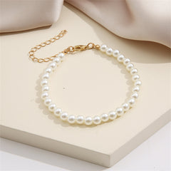 Pearl & 18K Gold-Plated Beaded Anklet