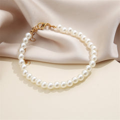 Pearl & 18K Gold-Plated Beaded Anklet