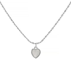 Moonstone & Silver-Plated Heart Pendant Necklace